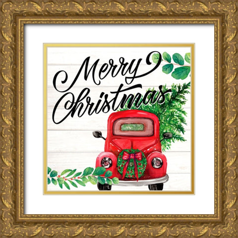 Red Christmas Gold Ornate Wood Framed Art Print with Double Matting by Allen, Kimberly