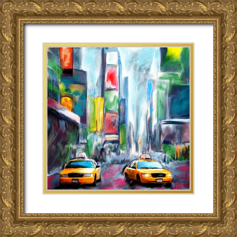 Times Square Gold Ornate Wood Framed Art Print with Double Matting by Allen, Kimberly