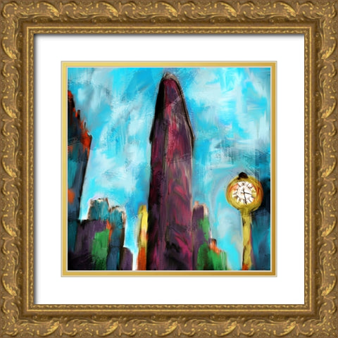 Flatiron New York Gold Ornate Wood Framed Art Print with Double Matting by Allen, Kimberly