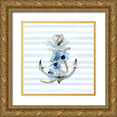 Floral Anchor Gold Ornate Wood Framed Art Print with Double Matting by Allen, Kimberly