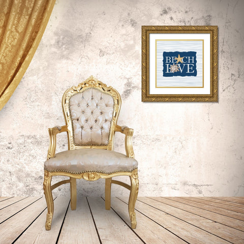 Beach Love Gold Ornate Wood Framed Art Print with Double Matting by Allen, Kimberly