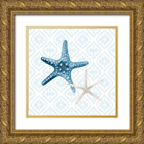 Starfish Tours Pattern Gold Ornate Wood Framed Art Print with Double Matting by Allen, Kimberly