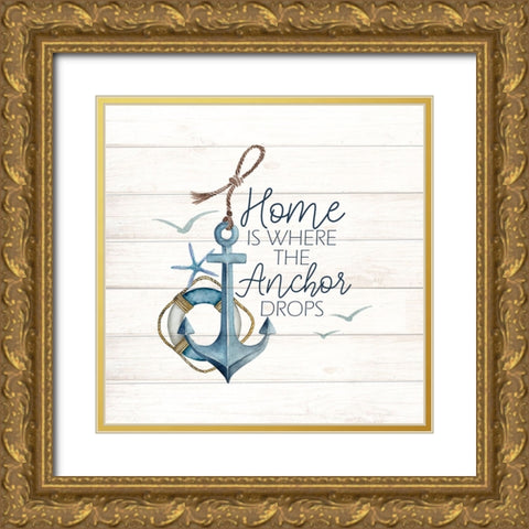 Anchor Home Gold Ornate Wood Framed Art Print with Double Matting by Allen, Kimberly