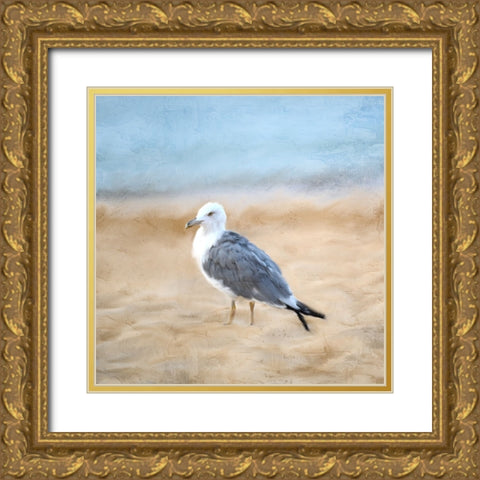 Seagull Gold Ornate Wood Framed Art Print with Double Matting by Allen, Kimberly