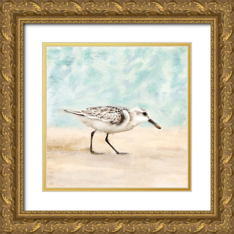Sandpiper Walk 1 Gold Ornate Wood Framed Art Print with Double Matting by Allen, Kimberly