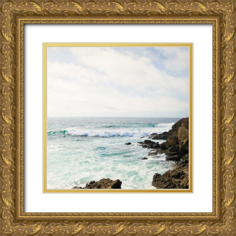 Waves Of The Sea Gold Ornate Wood Framed Art Print with Double Matting by Allen, Kimberly