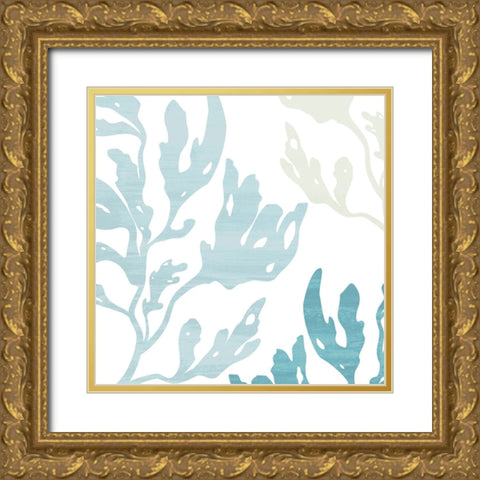 Seaweed  Blue 1 Gold Ornate Wood Framed Art Print with Double Matting by Allen, Kimberly