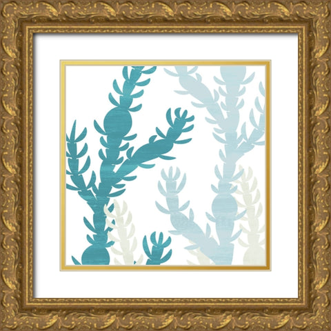 Seaweed Blue 3 Gold Ornate Wood Framed Art Print with Double Matting by Allen, Kimberly