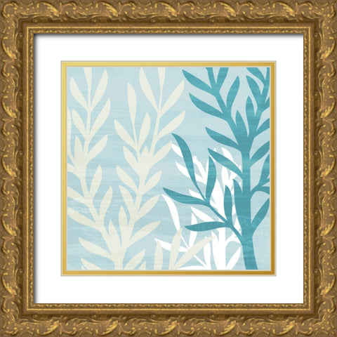 Seaweed Blue 4 Gold Ornate Wood Framed Art Print with Double Matting by Allen, Kimberly