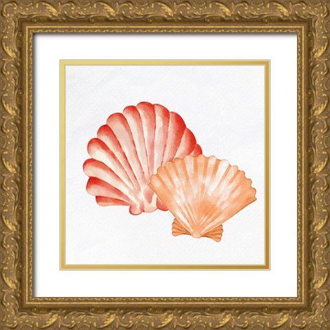 Scallop Shells 2 Gold Ornate Wood Framed Art Print with Double Matting by Allen, Kimberly