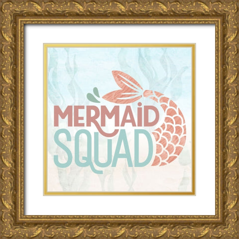 Mermaids Squad Gold Ornate Wood Framed Art Print with Double Matting by Allen, Kimberly