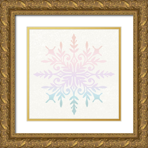 Pastel Snowflake 1 Gold Ornate Wood Framed Art Print with Double Matting by Allen, Kimberly