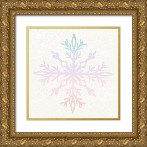 Pastel Snowflake 2 Gold Ornate Wood Framed Art Print with Double Matting by Allen, Kimberly