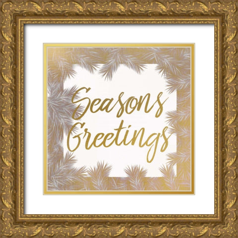 Seasons Greetings Gold Ornate Wood Framed Art Print with Double Matting by Allen, Kimberly