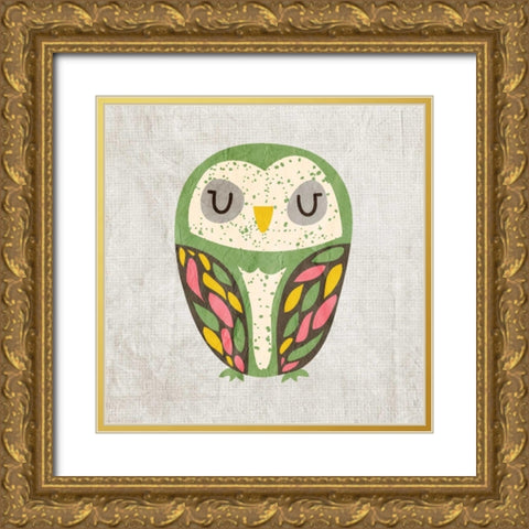 Owl Love 2 Gold Ornate Wood Framed Art Print with Double Matting by Allen, Kimberly