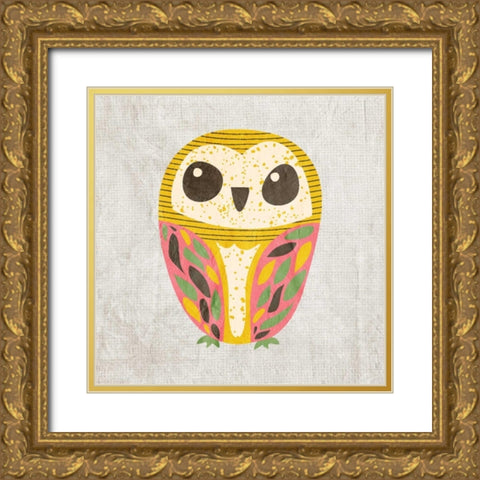 Owl Love 3 Gold Ornate Wood Framed Art Print with Double Matting by Allen, Kimberly