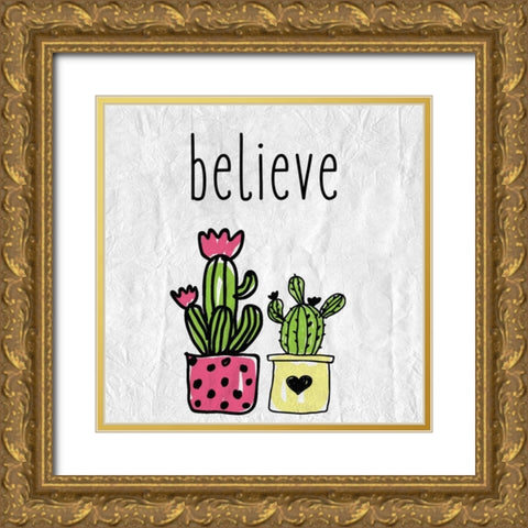 Cacti B Gold Ornate Wood Framed Art Print with Double Matting by Allen, Kimberly