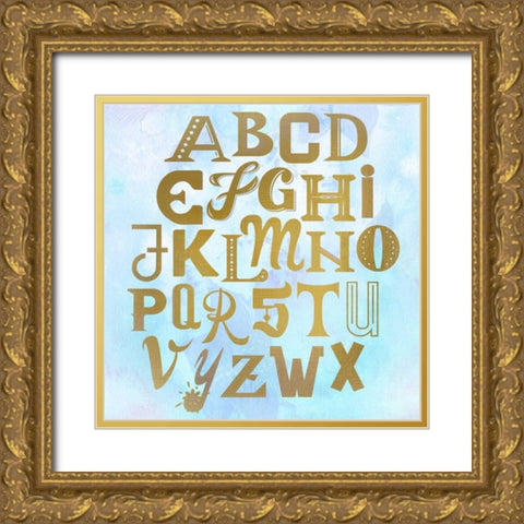 ABC Blue Gold Ornate Wood Framed Art Print with Double Matting by Allen, Kimberly