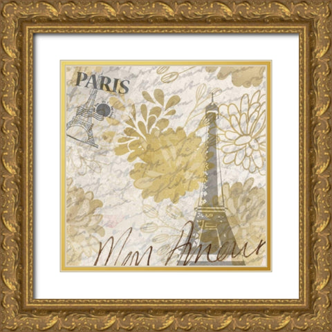 Mon Amour B Gold Ornate Wood Framed Art Print with Double Matting by Allen, Kimberly