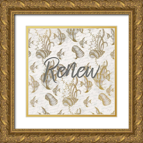 Under The Sea B Gold Ornate Wood Framed Art Print with Double Matting by Allen, Kimberly