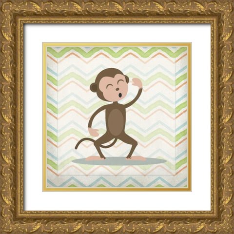 Monkey Time Gold Ornate Wood Framed Art Print with Double Matting by Allen, Kimberly
