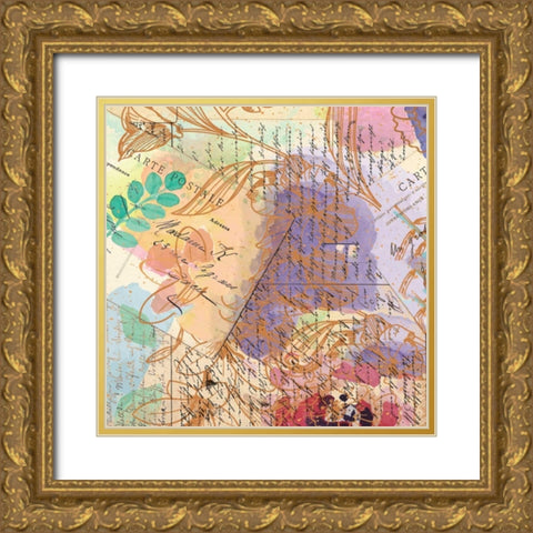 Postage Rose 3 Gold Ornate Wood Framed Art Print with Double Matting by Allen, Kimberly