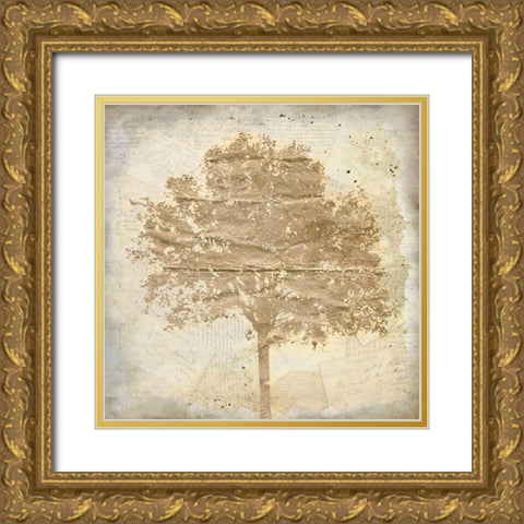Tree Silhouette Gold Craft 1 Gold Ornate Wood Framed Art Print with Double Matting by Allen, Kimberly