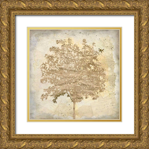 Tree Silhouette Gold Craft 2 Gold Ornate Wood Framed Art Print with Double Matting by Allen, Kimberly