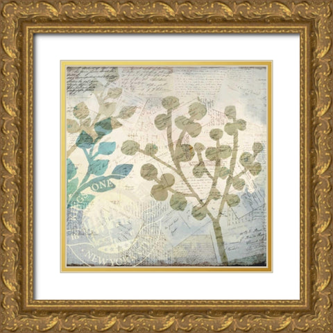 Botanical Postale 1 Gold Ornate Wood Framed Art Print with Double Matting by Allen, Kimberly