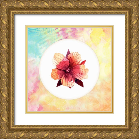 Tropical Floral Square 1 Gold Ornate Wood Framed Art Print with Double Matting by Allen, Kimberly