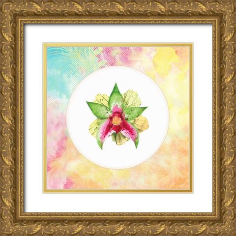 Tropical Floral Square 2 Gold Ornate Wood Framed Art Print with Double Matting by Allen, Kimberly