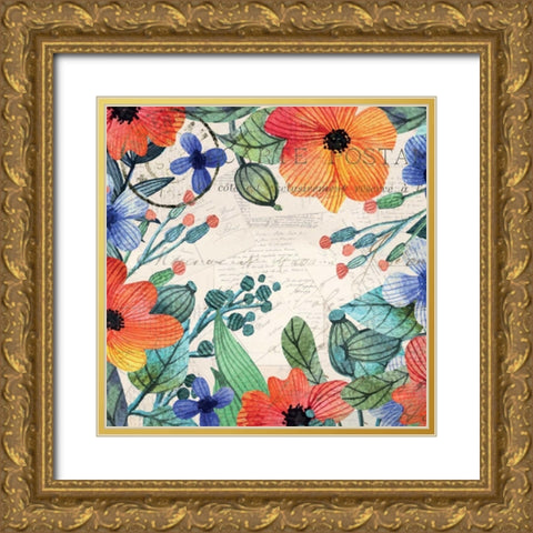 Spring Carte Postale 1 Gold Ornate Wood Framed Art Print with Double Matting by Allen, Kimberly