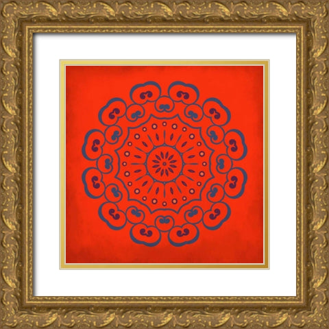 Medallion A Gold Ornate Wood Framed Art Print with Double Matting by Allen, Kimberly