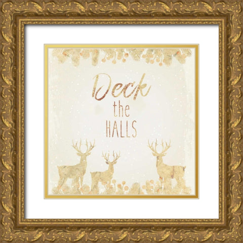 Deck The Halls Gold Ornate Wood Framed Art Print with Double Matting by Allen, Kimberly