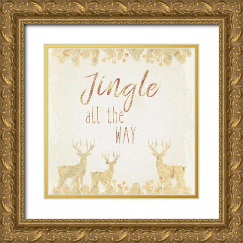Jingle All The Way Gold Ornate Wood Framed Art Print with Double Matting by Allen, Kimberly