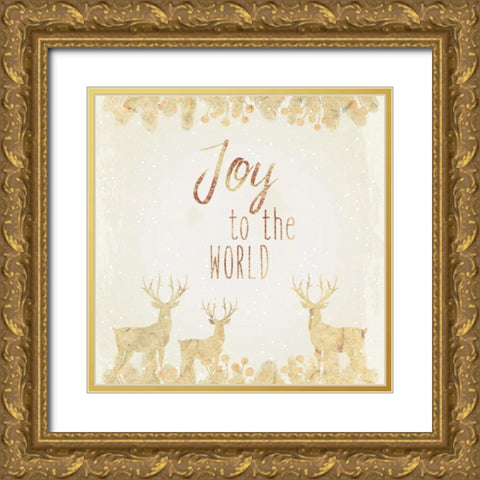 Joy To The World Gold Ornate Wood Framed Art Print with Double Matting by Allen, Kimberly