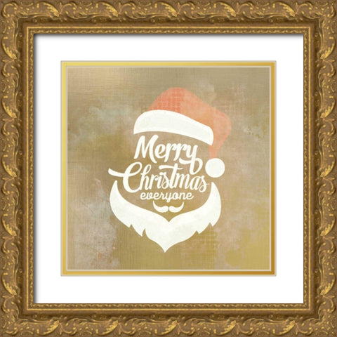 Merry Christmas Everyone Gold Ornate Wood Framed Art Print with Double Matting by Allen, Kimberly