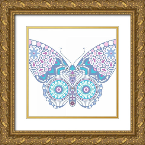 Colorful Butterfly 1 Gold Ornate Wood Framed Art Print with Double Matting by Allen, Kimberly