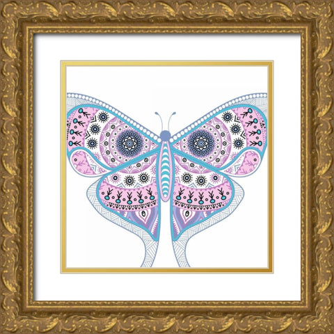 Colorful Butterfly 2 Gold Ornate Wood Framed Art Print with Double Matting by Allen, Kimberly