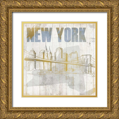 New York Gold Ornate Wood Framed Art Print with Double Matting by Allen, Kimberly