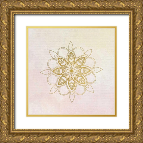 Newspaper Mandala 3 Gold Ornate Wood Framed Art Print with Double Matting by Allen, Kimberly