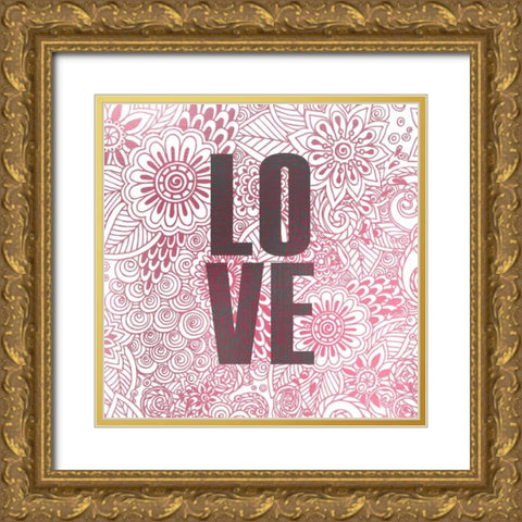 Pink Love Gold Ornate Wood Framed Art Print with Double Matting by Allen, Kimberly