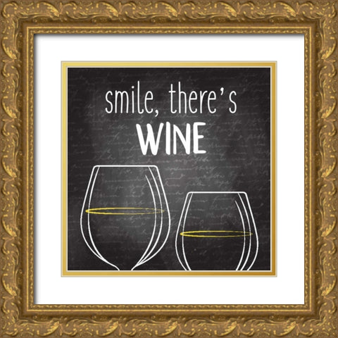Smile Theres Wine Gold Ornate Wood Framed Art Print with Double Matting by Allen, Kimberly