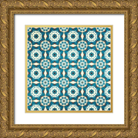 Mosaics Gold Ornate Wood Framed Art Print with Double Matting by Allen, Kimberly