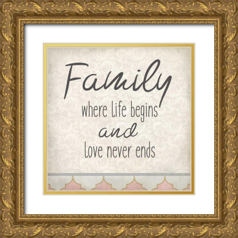 Family Begins 1 Gold Ornate Wood Framed Art Print with Double Matting by Allen, Kimberly