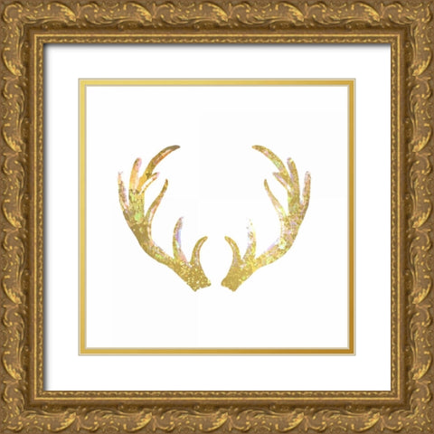 Splatter Antler 2 Gold Ornate Wood Framed Art Print with Double Matting by Allen, Kimberly