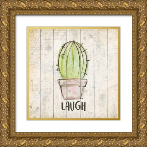 Watercolor Cactus Laugh Gold Ornate Wood Framed Art Print with Double Matting by Allen, Kimberly