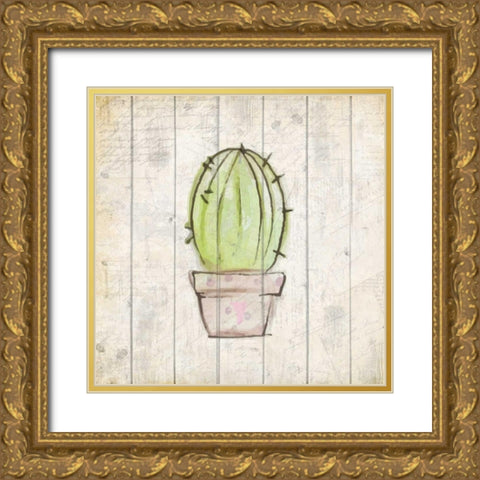 Watercolor Cactus 1 Gold Ornate Wood Framed Art Print with Double Matting by Allen, Kimberly