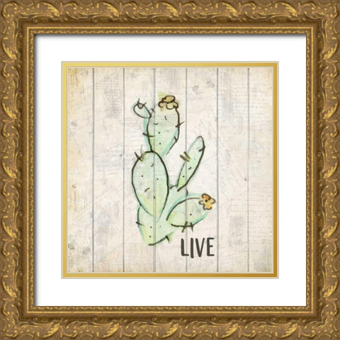Watercolor Cactus Live Gold Ornate Wood Framed Art Print with Double Matting by Allen, Kimberly