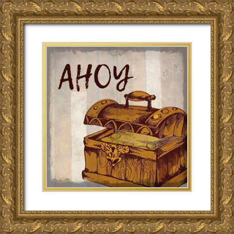 Pirate B Gold Ornate Wood Framed Art Print with Double Matting by Kimberly, Allen